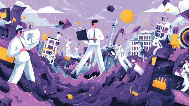 Futuristic scene of AI impacting European education and job markets.