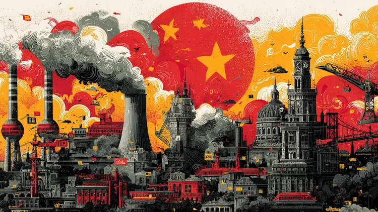 Illustration of China's industrial growth affecting global manufacturing.