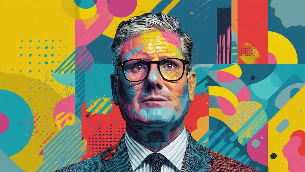 Man with glasses, colourful abstract background.
