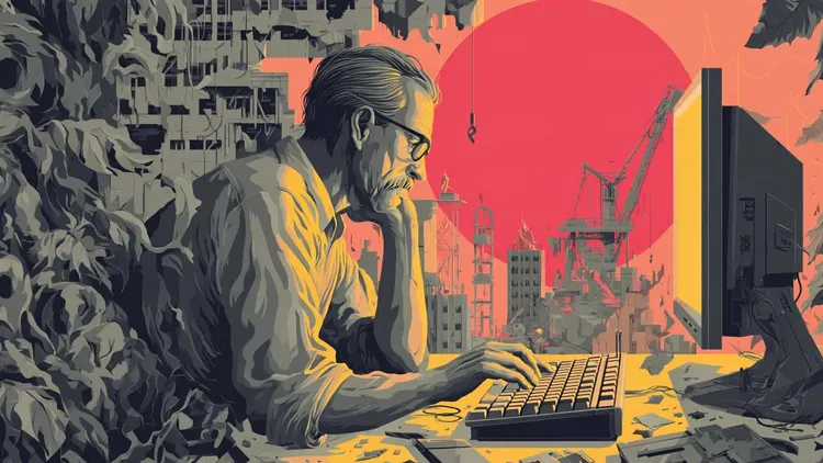 Digital worker — man using computer.