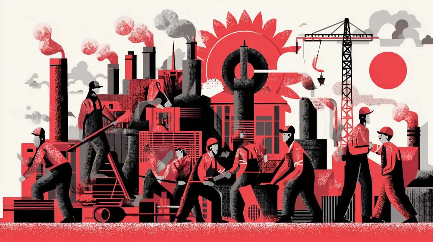 Industrial workers in a factory setting.