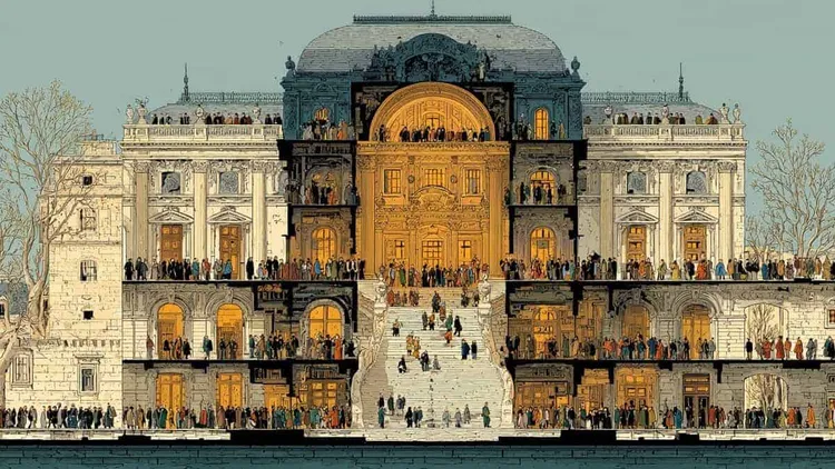 The Vienna State Opera House — architectural cross-section, Austria.