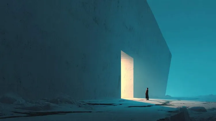 Iceberg with a small human figure, Social Europe.