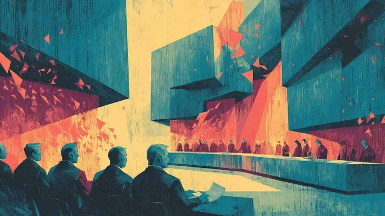 Abstract geometric art with audience, Social Europe.