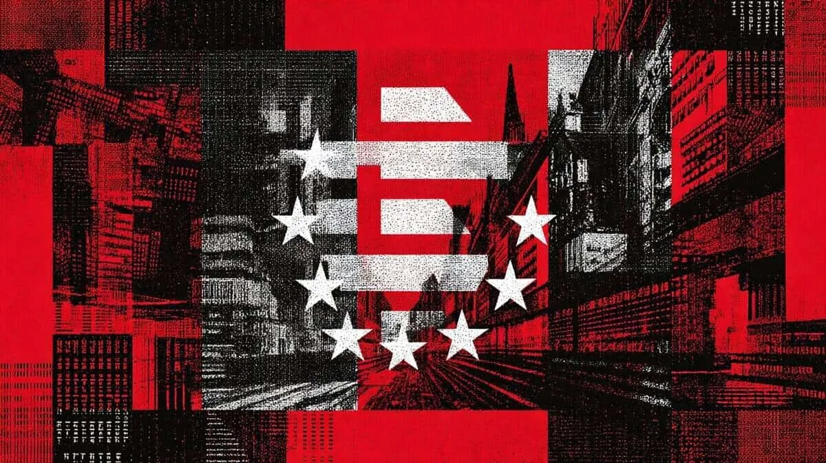 European Union flag with cityscape, Social Europe.