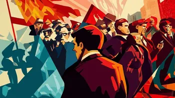 Protesters and police at a demonstration.