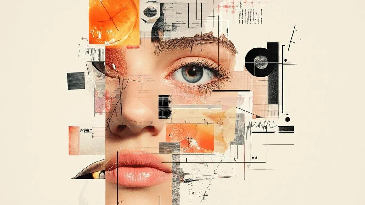 Close-up of a woman's face with digital overlay.