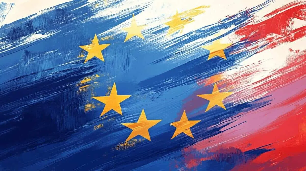 European Union flag with brushstroke effect, Social Europe.