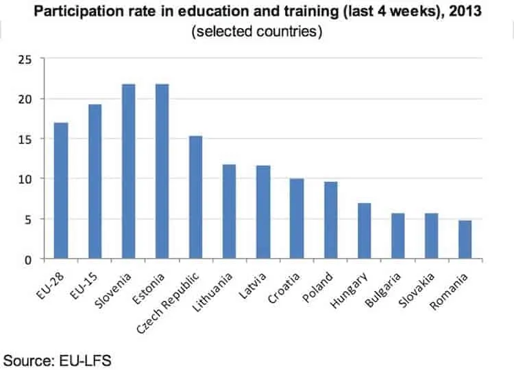 Bar chart showing education participation rates in 2013 for selected countries.